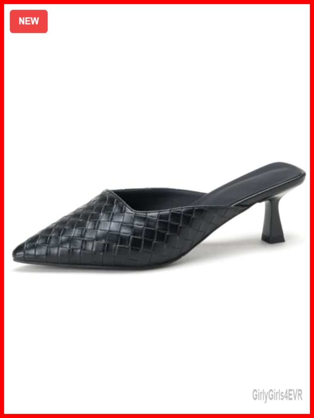 Woven Mules Kitten Heels Pointed Toe Slingback Slip On Women's Pumps